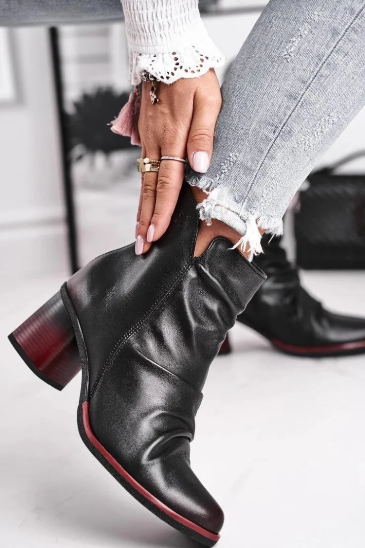 Hot Maciejka Botki Damskie Na Słupku Czarne 04757-01