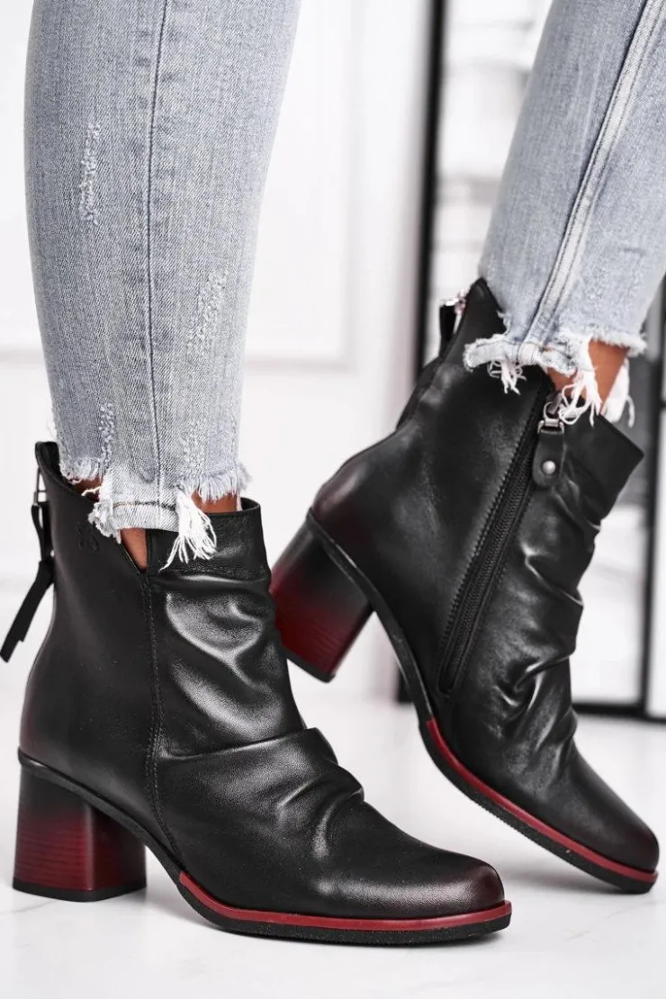 Hot Maciejka Botki Damskie Na Słupku Czarne 04757-01