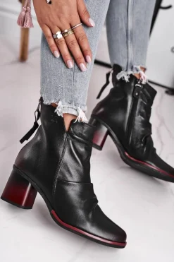 Hot Maciejka Botki Damskie Na Słupku Czarne 04757-01