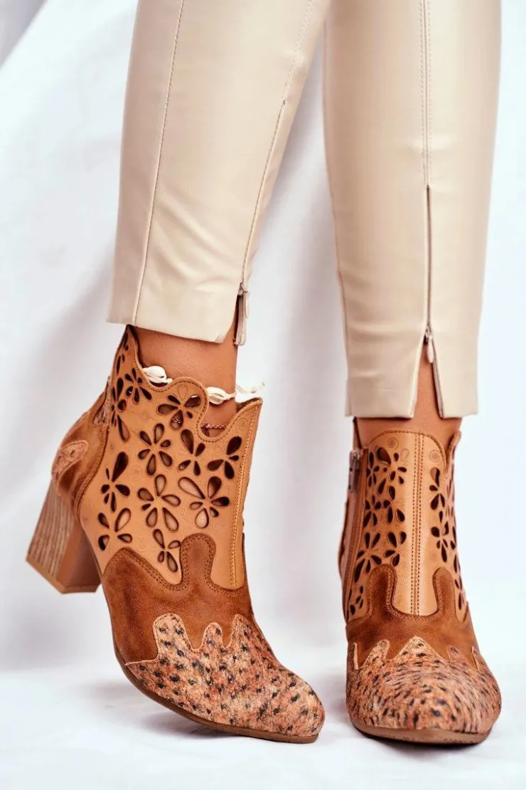 Maciejka Botki Wiosenne|Botki Maciejka*Botki Damskie Na Słupku Wiosenne Rude 04369-29