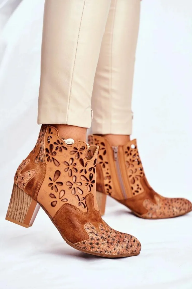 Maciejka Botki Wiosenne|Botki Maciejka*Botki Damskie Na Słupku Wiosenne Rude 04369-29