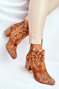 Maciejka Botki Wiosenne|Botki Maciejka*Botki Damskie Na Słupku Wiosenne Rude 04369-29