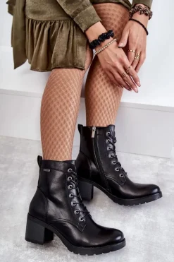 Damskie Buty damskie Vinceza Botki Damskie Na Słupku Ocieplane Czarne Dunaff