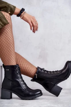 Damskie Buty damskie Vinceza Botki Damskie Na Słupku Ocieplane Czarne Dunaff