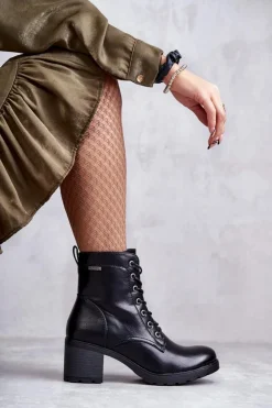 Damskie Buty damskie Vinceza Botki Damskie Na Słupku Ocieplane Czarne Dunaff