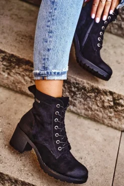 Damskie Buty damskie Vinceza Botki Damskie Na Słupku Ocieplane Czarne Vertigo