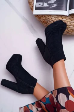 Boto Botki Na Słupku|Brązowe I Beżowe Botki*Botki Damskie na Słupku Platformie Zamszowe Czarne Celinne