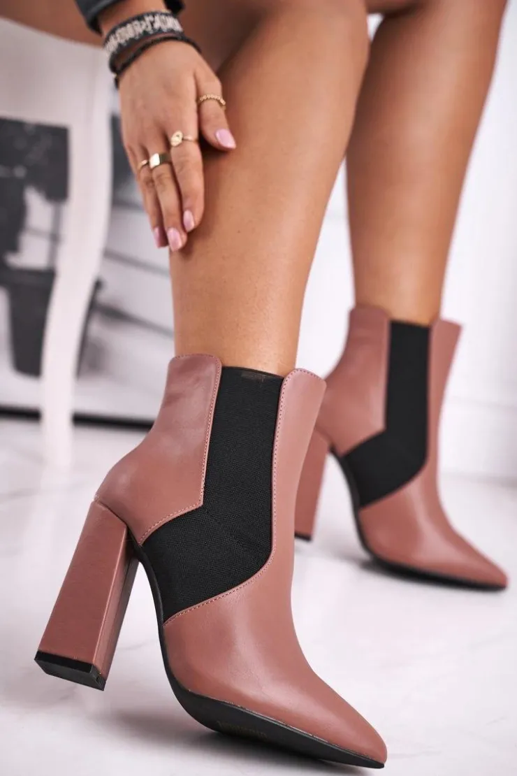 Boto Botki Na Słupku|Botki Na Obcasie*Botki Damskie Na Słupku Różowe Good Vibes