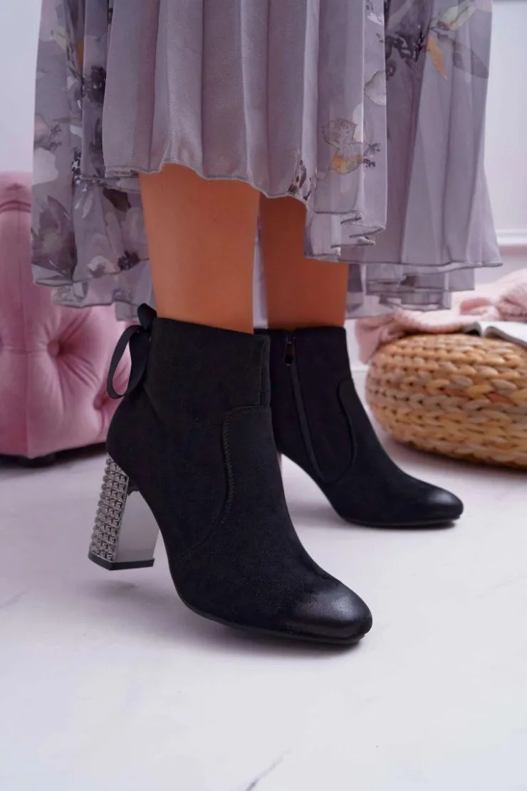 Buty damskie Vinceza Botki Na Słupku|Botki Zimowe Damskie*Botki Damskie Na Słupku Rock Suwak Czarne Stein