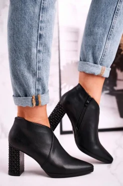 Online Buty Sergio Leone Botki damskie na słupku Sergio Leone czarne BT497