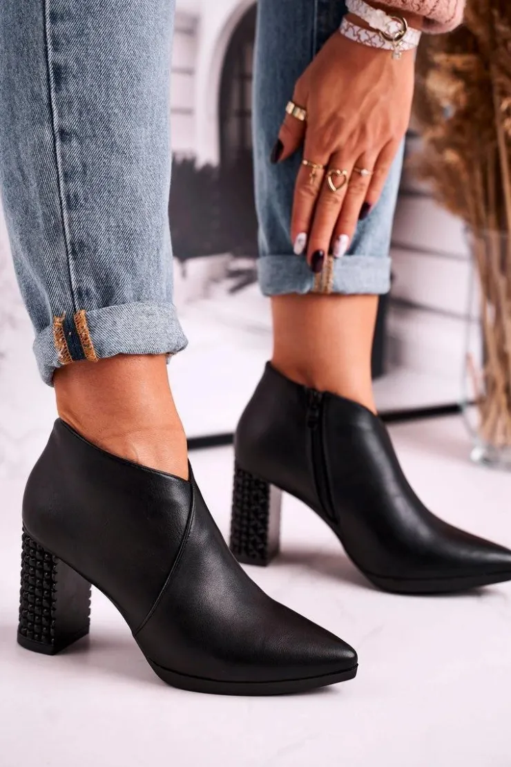 Online Buty Sergio Leone Botki damskie na słupku Sergio Leone czarne BT497