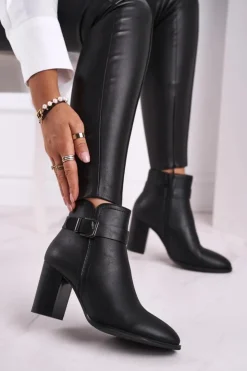 Best Buty Sergio Leone Botki Damskie Na Słupku Sergio Leone Czarne BT509