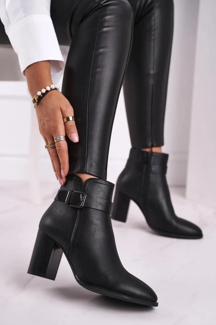 Best Buty Sergio Leone Botki Damskie Na Słupku Sergio Leone Czarne BT509