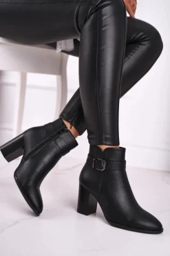 Best Buty Sergio Leone Botki Damskie Na Słupku Sergio Leone Czarne BT509