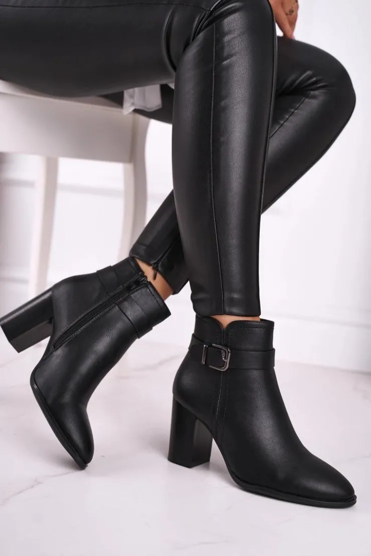 Best Buty Sergio Leone Botki Damskie Na Słupku Sergio Leone Czarne BT509