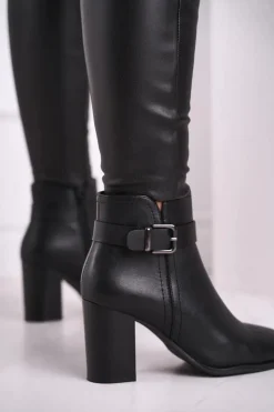 Best Buty Sergio Leone Botki Damskie Na Słupku Sergio Leone Czarne BT509