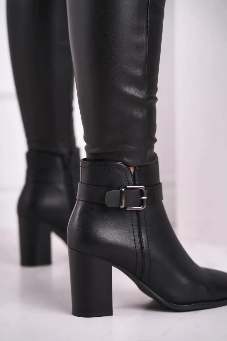 Best Buty Sergio Leone Botki Damskie Na Słupku Sergio Leone Czarne BT509