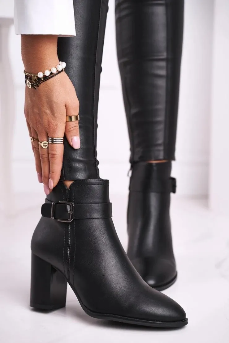 Best Buty Sergio Leone Botki Damskie Na Słupku Sergio Leone Czarne BT509