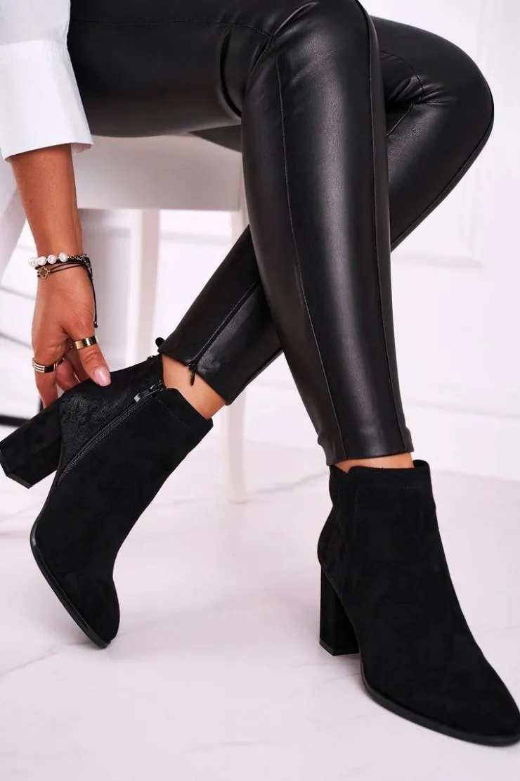 Buty Sergio Leone Botki Na Słupku|Czarne Botki*Botki Damskie Na Słupku Sergio Leone Czarne BT508