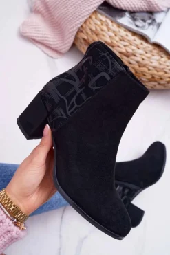 Buty Sergio Leone Botki Na Słupku|Botki Zimowe Damskie*Botki Damskie Na Słupku Sergio Leone Czarne BT521