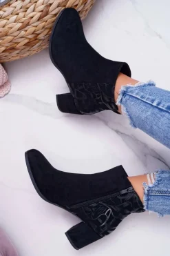 Buty Sergio Leone Botki Na Słupku|Botki Zimowe Damskie*Botki Damskie Na Słupku Sergio Leone Czarne BT521