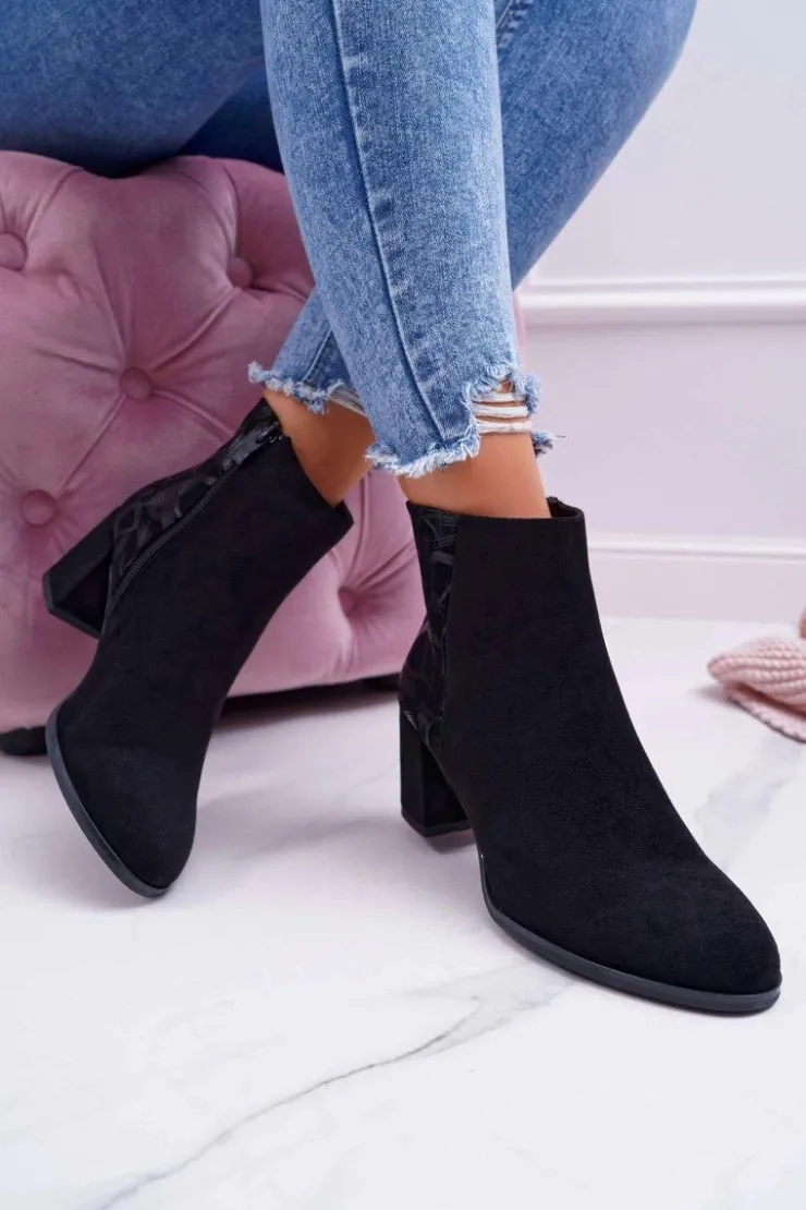 Buty Sergio Leone Botki Na Słupku|Botki Zimowe Damskie*Botki Damskie Na Słupku Sergio Leone Czarne BT521