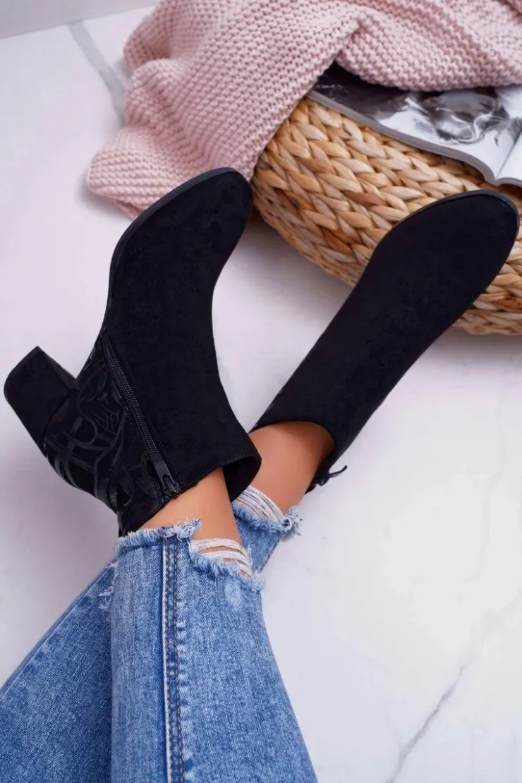 Buty Sergio Leone Botki Na Słupku|Botki Zimowe Damskie*Botki Damskie Na Słupku Sergio Leone Czarne BT521