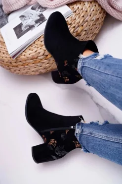 Damskie Buty Sergio Leone Botki Damskie Na Słupku Sergio Leone Czarne Beż BT521