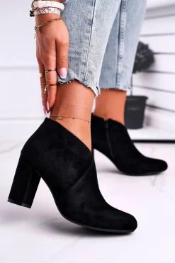 New Buty Sergio Leone Botki Damskie Na Słupku Sergio Leone Czarne BT498