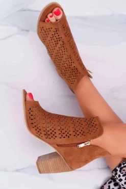 Outlet Boto Botki Damskie Na Słupku Wiosenne Camel Matty2