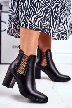 Damskie Buty damskie Vinceza Botki Damskie Na Słupku Wsuwane Z Gumkami Czarne Vibo