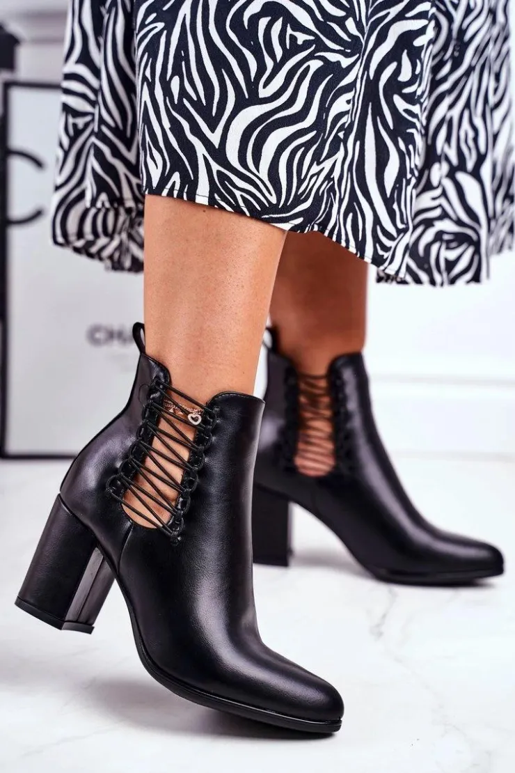 Damskie Buty damskie Vinceza Botki Damskie Na Słupku Wsuwane Z Gumkami Czarne Vibo