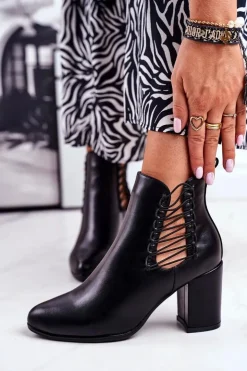 Damskie Buty damskie Vinceza Botki Damskie Na Słupku Wsuwane Z Gumkami Czarne Vibo