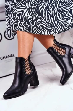 Damskie Buty damskie Vinceza Botki Damskie Na Słupku Wsuwane Z Gumkami Czarne Vibo