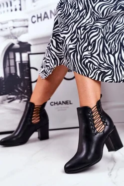 Damskie Buty damskie Vinceza Botki Damskie Na Słupku Wsuwane Z Gumkami Czarne Vibo