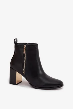 Damskie Boto Botki Damskie Na Słupku Z Eko Skóry Czarne Camilyn