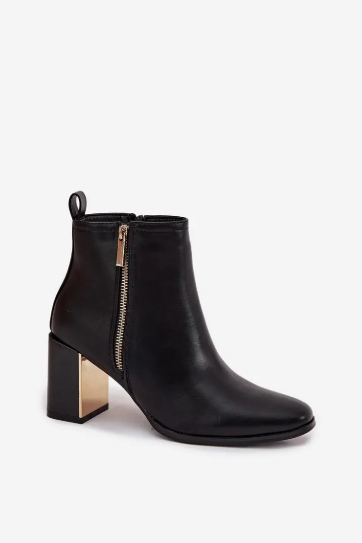 Damskie Boto Botki Damskie Na Słupku Z Eko Skóry Czarne Camilyn