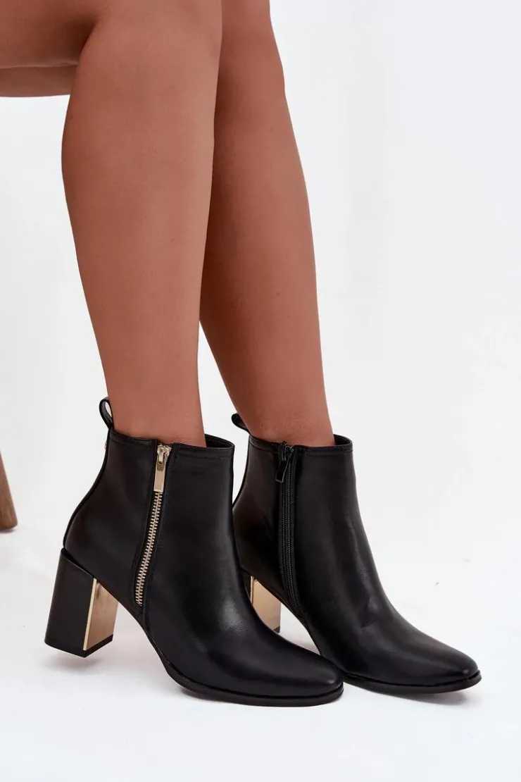 Damskie Boto Botki Damskie Na Słupku Z Eko Skóry Czarne Camilyn