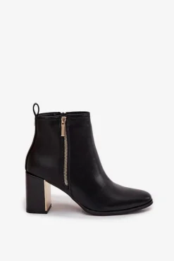 Damskie Boto Botki Damskie Na Słupku Z Eko Skóry Czarne Camilyn