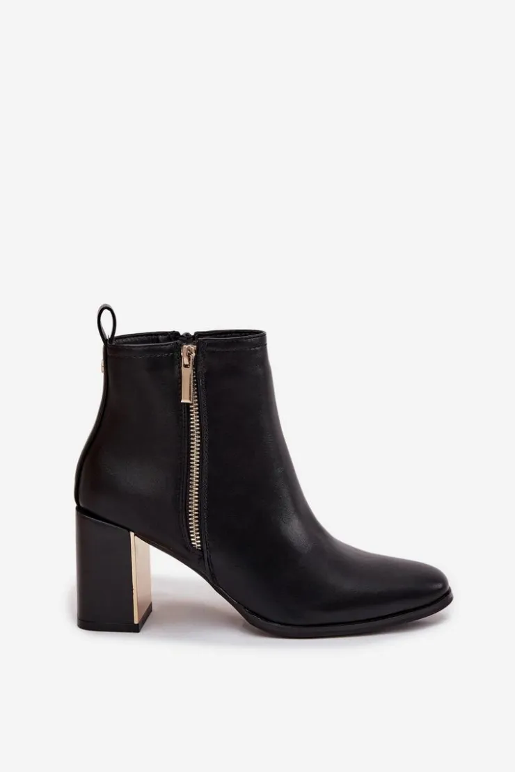 Damskie Boto Botki Damskie Na Słupku Z Eko Skóry Czarne Camilyn