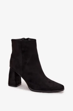 Boto Botki Na Słupku|Botki Na Obcasie*Botki Damskie Na Słupku Z Eko Zamszu Czarne Inessa Czarny