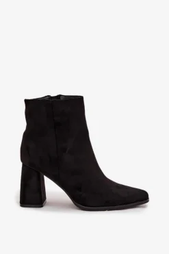 Boto Botki Na Słupku|Botki Na Obcasie*Botki Damskie Na Słupku Z Eko Zamszu Czarne Inessa Czarny