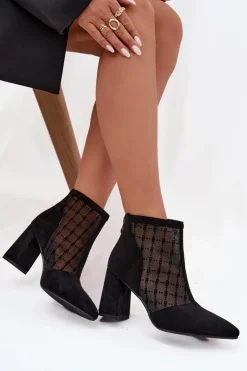 Discount D&A Botki Damskie Na Słupku Z Siateczką LZ52-944 Czarne