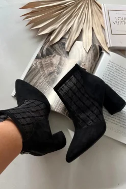 Discount D&A Botki Damskie Na Słupku Z Siateczką LZ52-944 Czarne