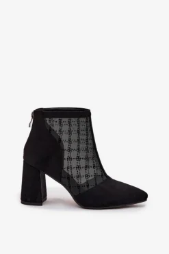 Discount D&A Botki Damskie Na Słupku Z Siateczką LZ52-944 Czarne