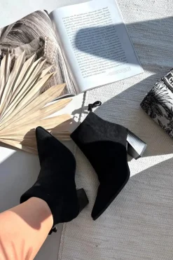 New Boto Botki Damskie Na Słupku Z Wiązaniem Czarne Halisse Czarny