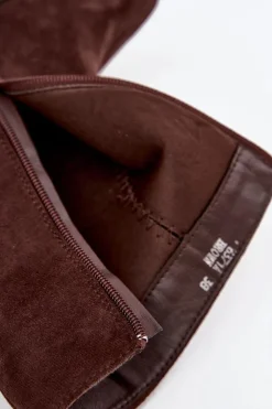 Online Boto Botki Damskie Na Słupku Z Eko Zamszu Czekoladowe Inessa Brązowy