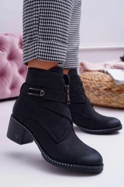Online Buty damskie Vinceza Botki Damskie Na Słupku Zamszowe Czarne Brave