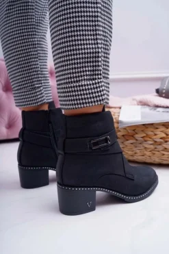 Online Buty damskie Vinceza Botki Damskie Na Słupku Zamszowe Czarne Brave