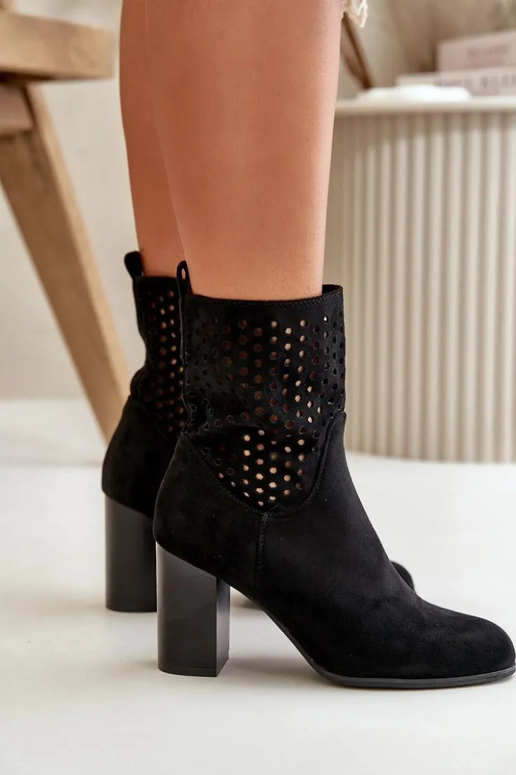 Boto Botki Na Słupku|Botki Na Obcasie*Botki Damskie Na Słupku Zapinane Na Zamek Czarne Meriadne